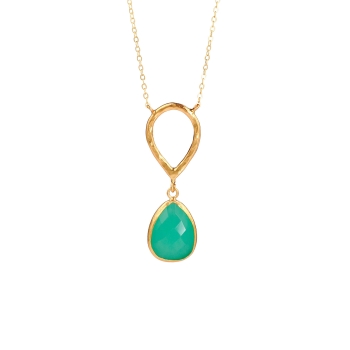 Necklace made from brass, goldplated, aqua Chalcedony